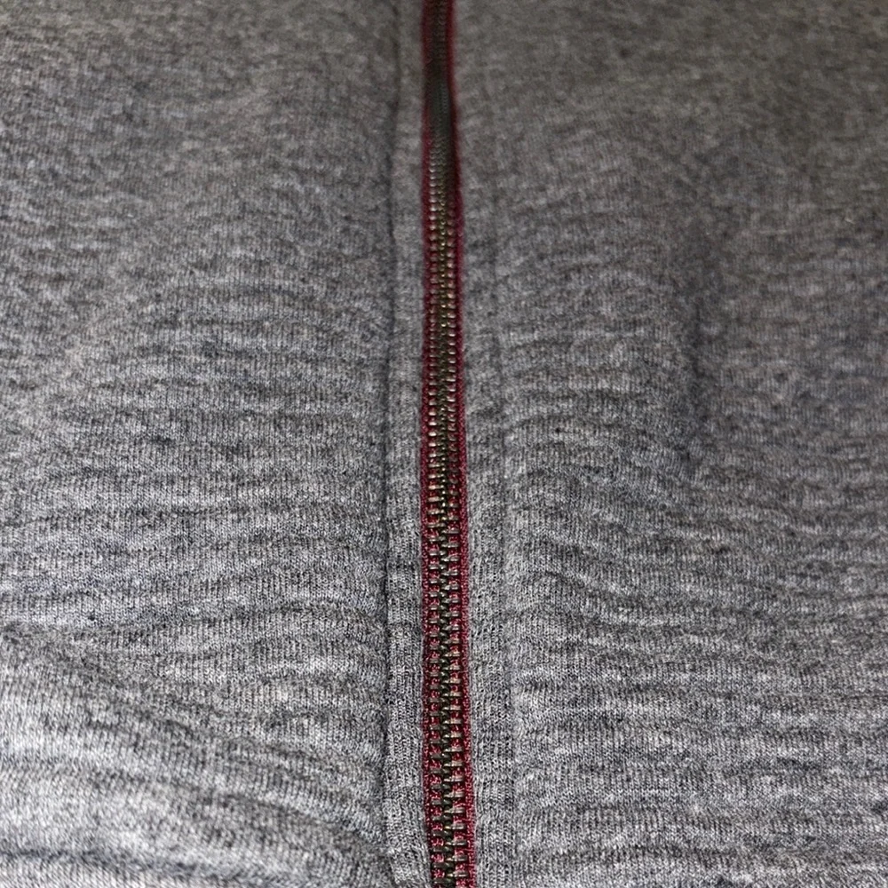 Gently Loved Gray & Burgandy  Zip-Up Sardin Quilted Jacket by Ted Baker London